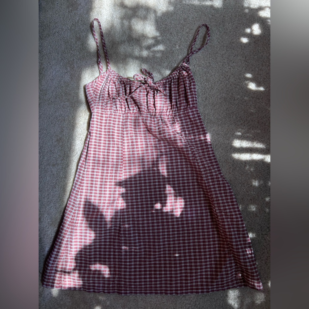 UNIF Red and White Plaid Dress